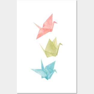 Origami Crane Watercolour Painting (portrait version) Posters and Art